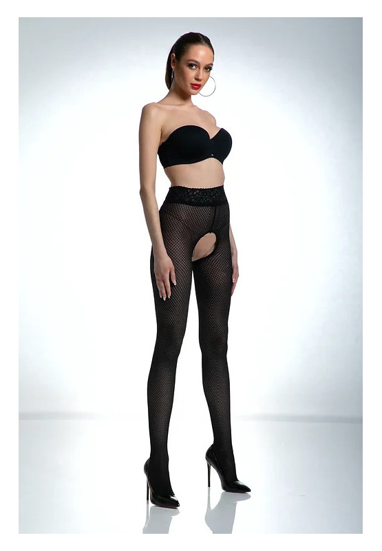 Black Amour Nymph Open Crotch Fishnet Tights Pattern