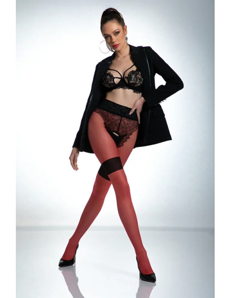 Red tights with a hole in the crotch Amour Diva imitating stockings