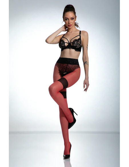 Red tights with a hole in the crotch Amour Diva imitating stockings