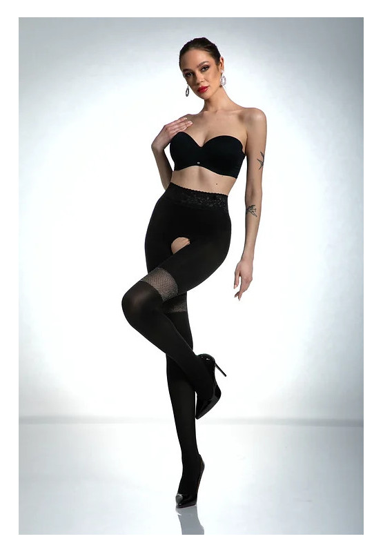 Black Amour Glamour tights with a hole in the crotch 80 den