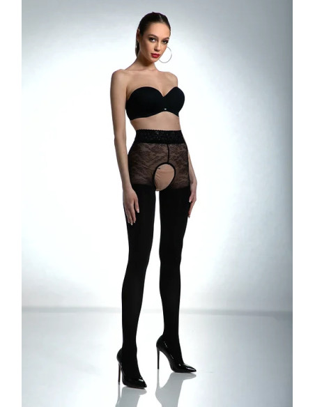 Black Amour open crotch tights with zircons 80 den