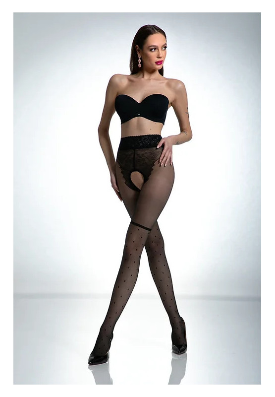 Black pantyhose like a dotted stockings from a crotch hole