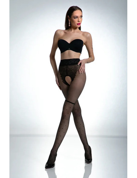 Black pantyhose like a dotted stockings from a crotch hole