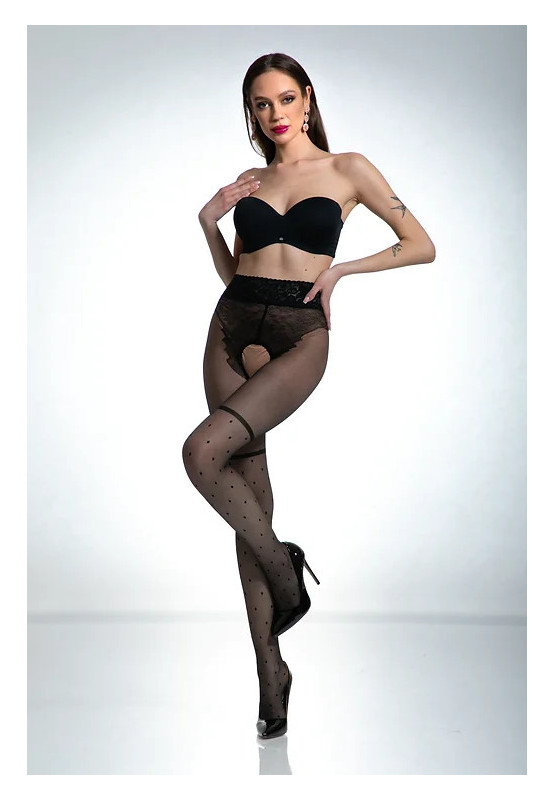 Black pantyhose like a dotted stockings from a crotch hole