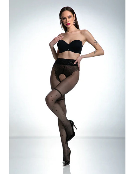 Black pantyhose like a dotted stockings from a crotch hole