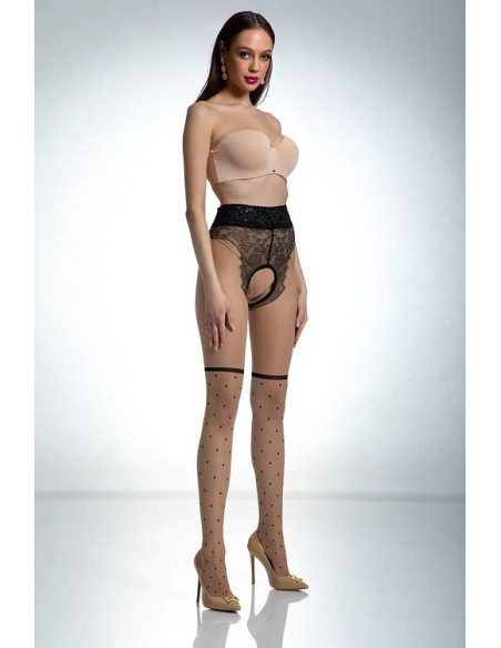 Flesh-colored dotted tights Amour Lolita 20 DEN with a hole in the crotch