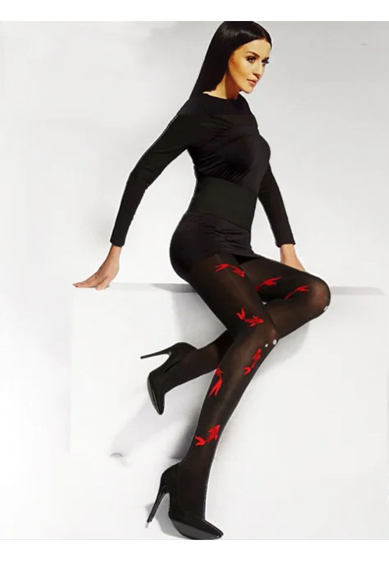Black tights with red patterns Adrian Veil 40 den