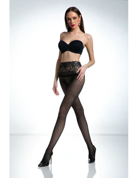 Black Lace Waist Tights Amour Naked