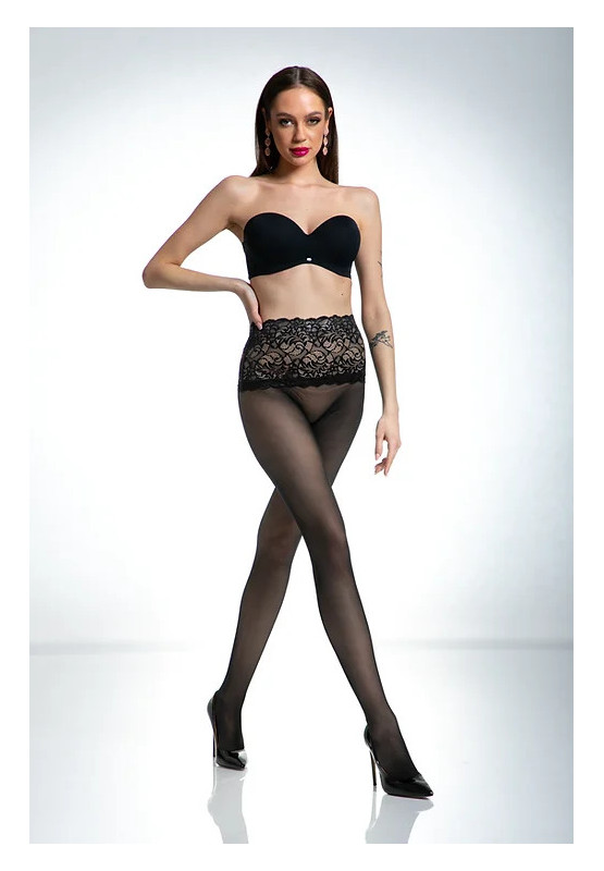 Black Lace Waist Tights Amour Naked
