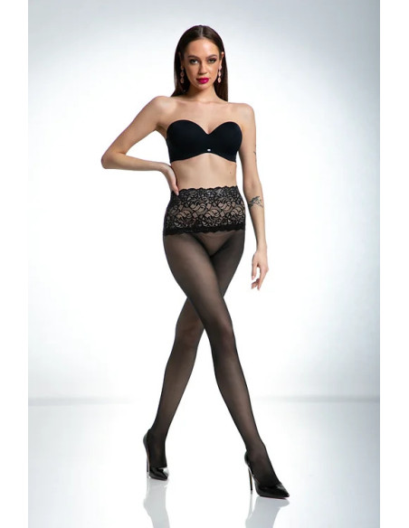 Black Lace Waist Tights Amour Naked
