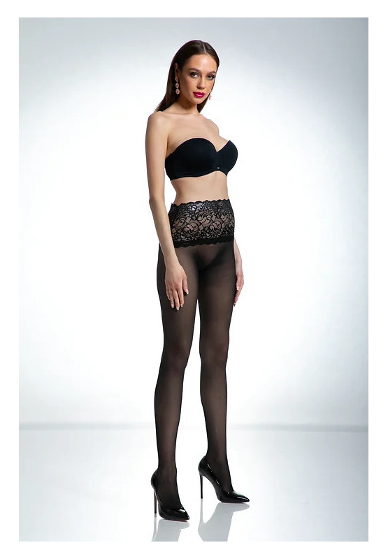 Black Lace Waist Tights Amour Naked