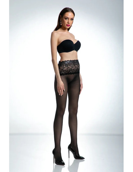 Black Lace Waist Tights Amour Naked