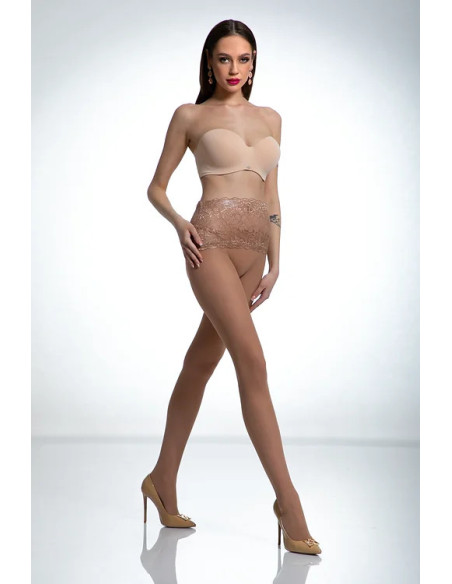 Beige tights with lace waistband Amour Naked