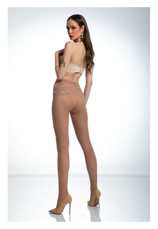 Beige tights with lace waistband Amour Naked