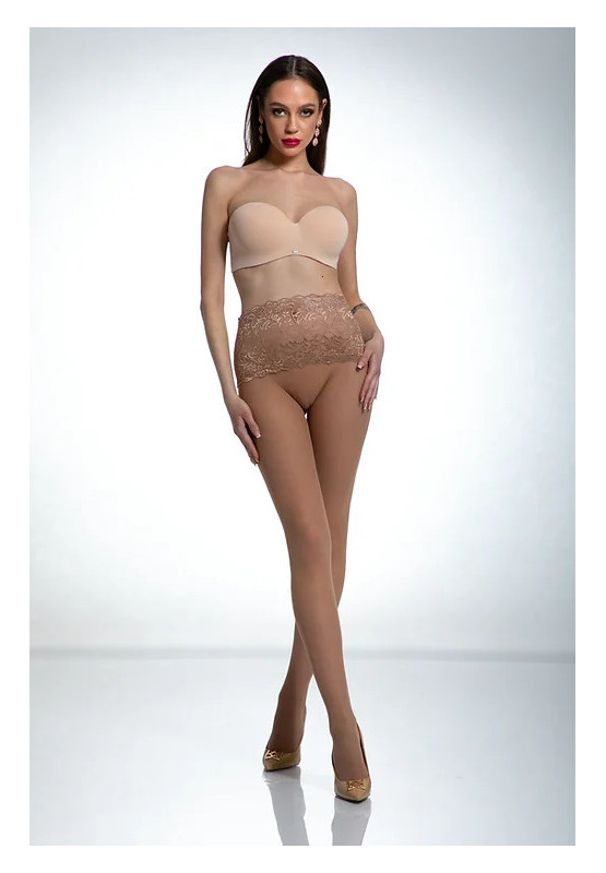 Beige tights with lace waistband Amour Naked