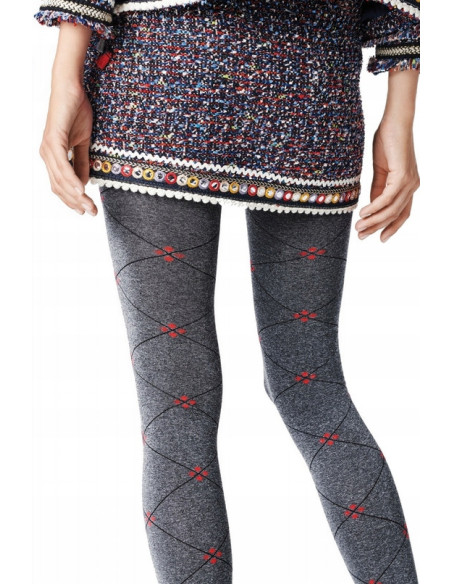 Fiore Libro patterned opaque matte tights in a check pattern 40 den