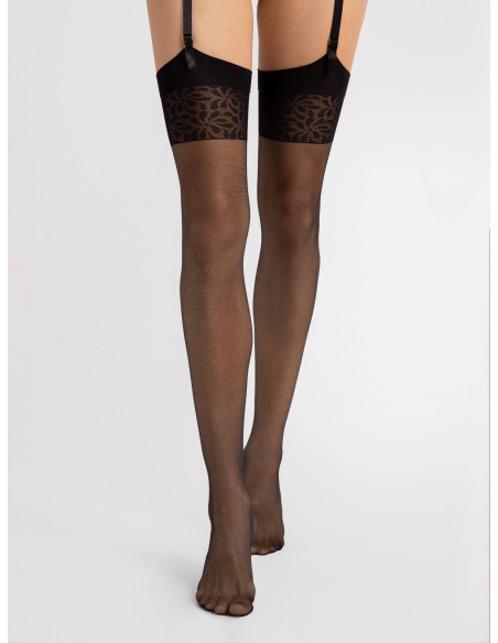Very thin 8 den waist stockings with smooth lace