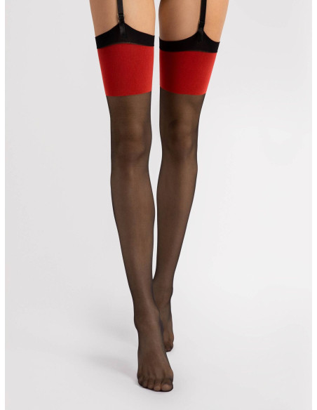 Fiore Anais stockings with red waist cuff
