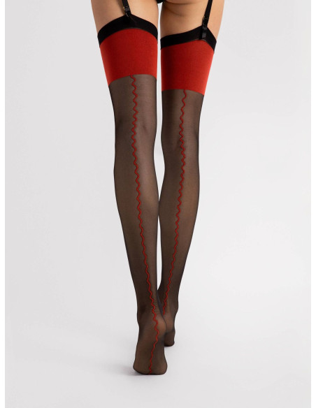 Fiore Anais stockings with red waist cuff