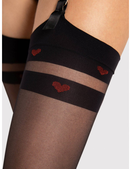 Fiore Eternal stockings to the waist, smooth cuff with hearts