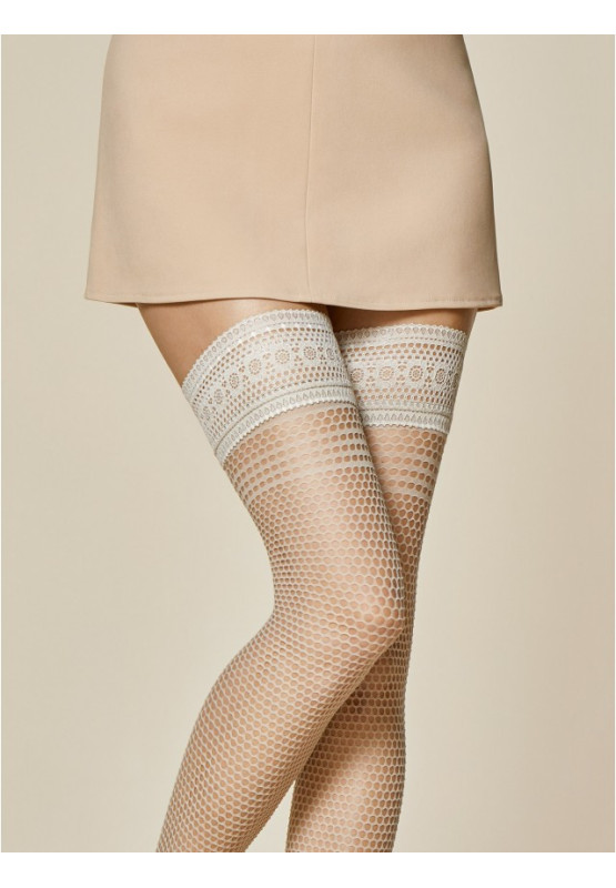 Fishnet openwork stay-up stockings Risk