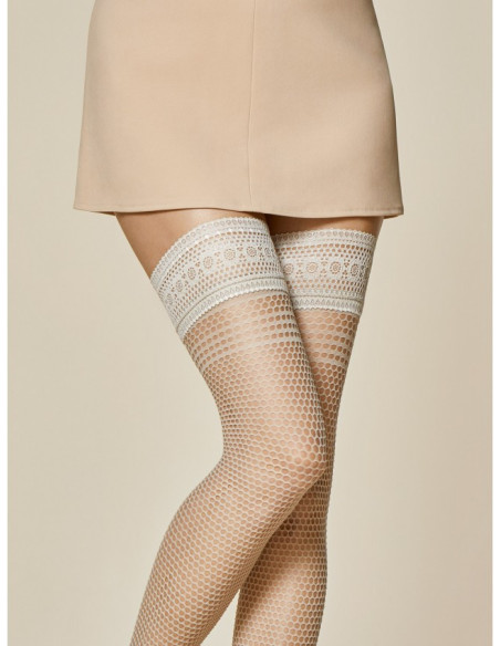 Fishnet openwork stay-up stockings Risk