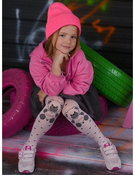 NOQ Babsi tights for children teddy bear hearts 40 den