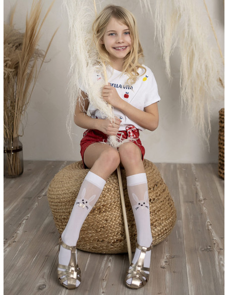 Bunny knee socks for girls with a rabbit motif