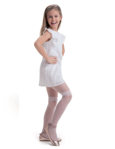 White tights polka dots Galla pattern communion