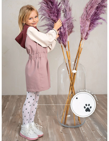 Tights for girls, dog paw pattern