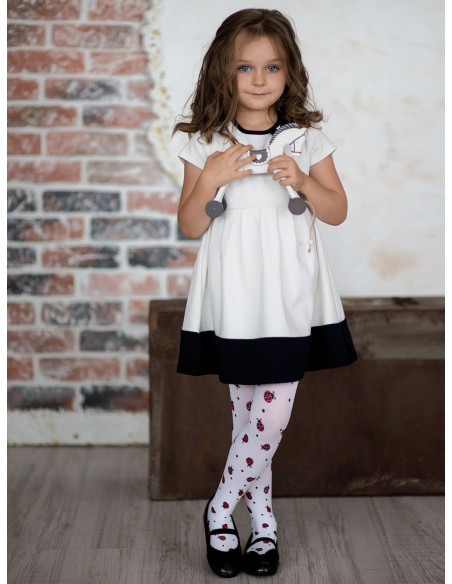 White tights for girls with ladybugs 40 den