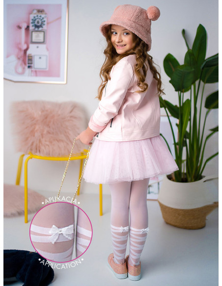 Girls' microfiber tights bows