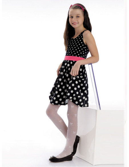 White tights for girls with bows