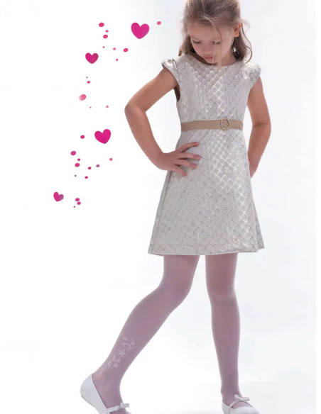 Tights for girls, white, thin, with a pattern