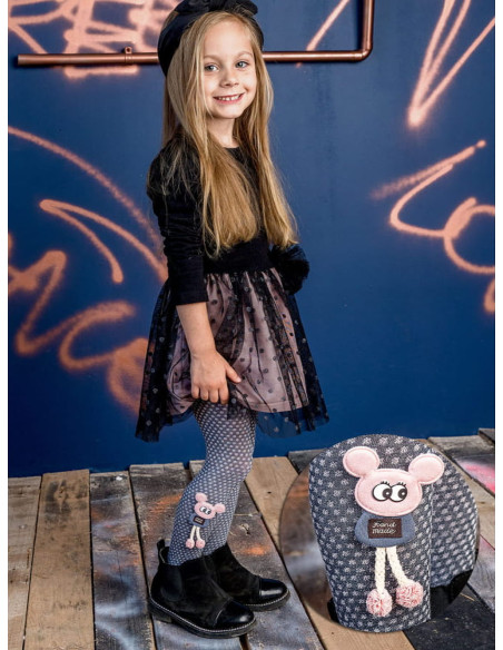Girls' tights with dots and 3D mice