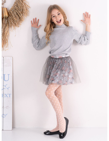 Thin tights with hearts for girls