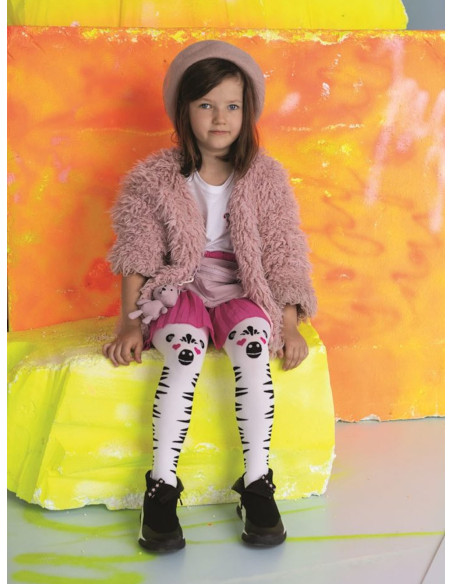 White tights for girls in a zebra pattern Zappa 40 den