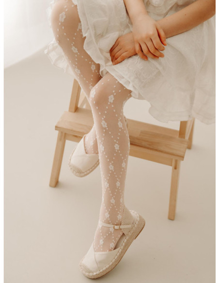 Flesh-colored children's communion tights 15 den