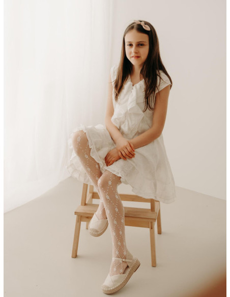 Flesh-colored children's communion tights 15 den