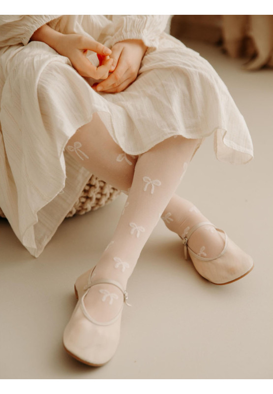 Children's communion tights with white bows