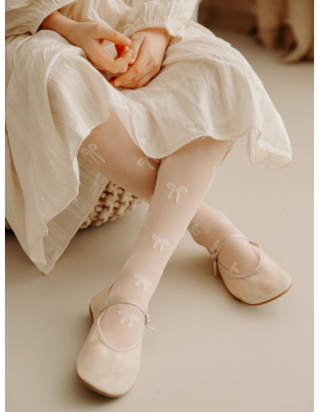 Children's communion tights with white bows
