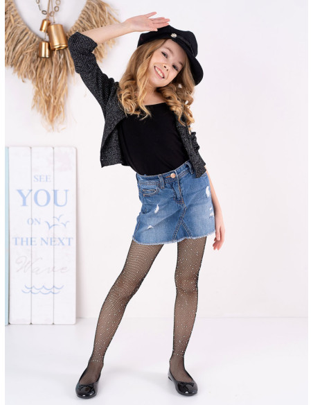 Fishnet tights for kids with stones