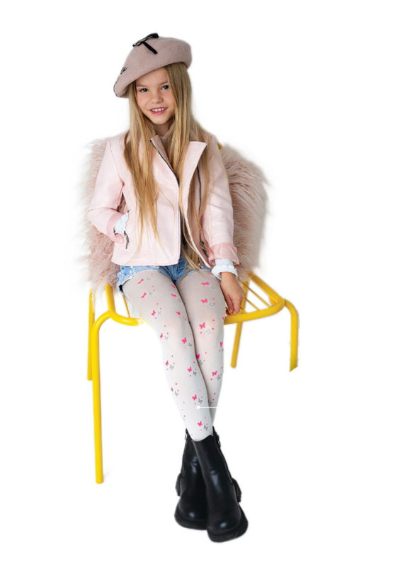 Microfiber tights for girls in a butterfly pattern VERANO